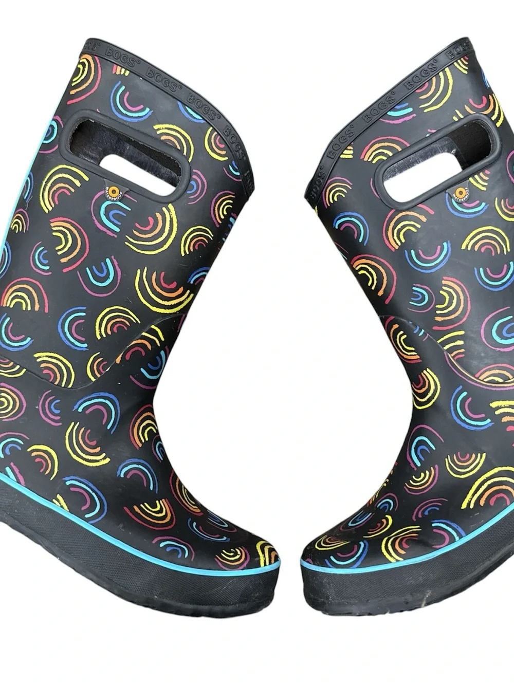 Bogs Bloom Kids Rainbow Print Rain Boots Size 3